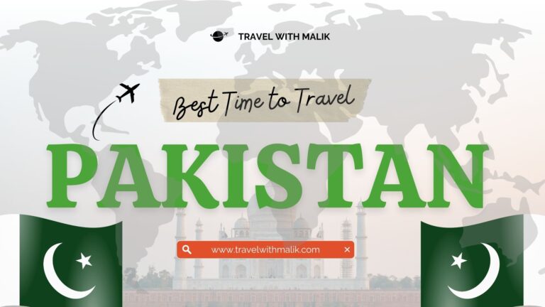 "Scenic view of northern Pakistan during spring season with mountains, cherry blossoms, and clear skies – Best time to visit Pakistan"