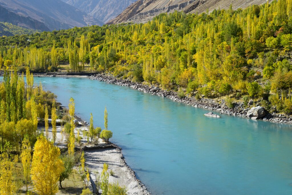 Tourists trekking in Karakoram mountains of Gilgit Baltistan